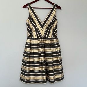 J. Crew Gold and Steel Grey Metallic Striped Mini Dress